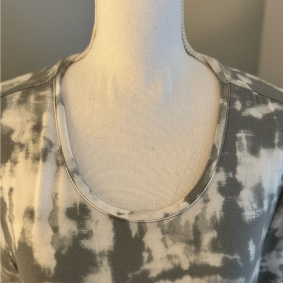 Style & Co. Shirt Sleeve Tie Dyed Maxi Dress Misses size L. Gray ‘ white. NWOT - Picture 3 of 9